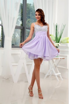 A-Line Short/Mini Chiffon Beaded Prom/Formal Evening Dresses 02021165