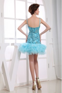 Short/Mini Ruffles Silk like Satin Fine Netting Prom/Formal Evening Dresses 02021176