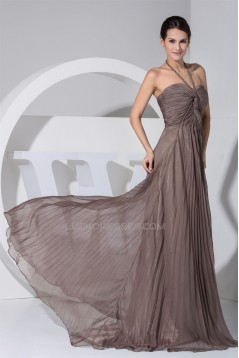 A-Line Halter Pleated Long Chiffon Prom/Formal Evening Dresses 02020119