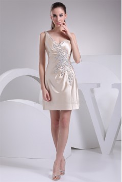 Silk like Satin Short/Mini A-Line Beading Prom/Formal Evening Dresses 02021197