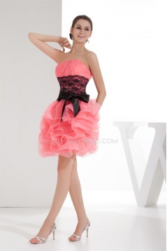 Ball Gown Strapless Lace Short/Mini Evening Party Cocktail Dresses 02021202