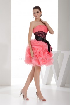 Ball Gown Strapless Lace Short/Mini Evening Party Cocktail Dresses 02021202