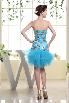 Sleeveless Satin Fine Netting Knee-Length Prom/Formal Evening Dresses 02021217