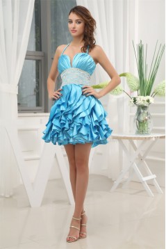 Sleeveless Short/Mini A-Line Beading Halter Prom/Formal Evening Dresses 02021224