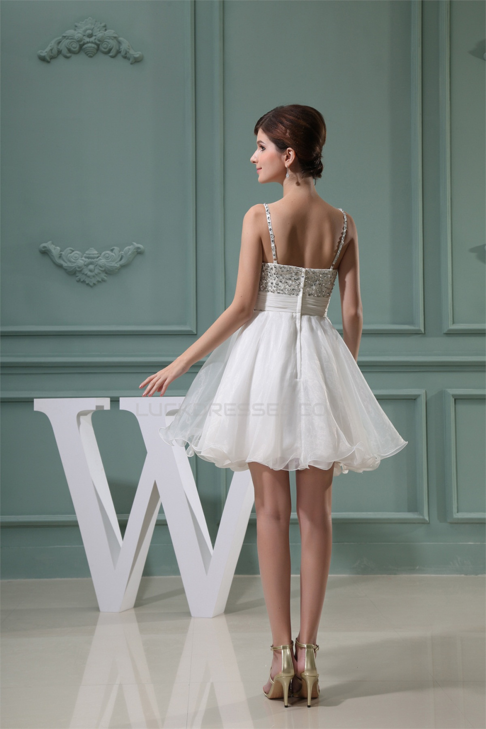 ALine Short/Mini Sweetheart Beaded White Prom/Formal Evening