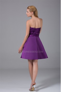Sleeveless Silk like Satin A-Line Short/Mini Purple Prom/Formal Evening Bridesmaid Dresses 02021230