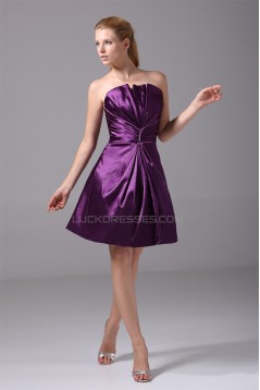Sleeveless Silk like Satin A-Line Short/Mini Purple Prom/Formal Evening Bridesmaid Dresses 02021230