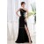 Brush Sweep Train Sleeveless One-Shoulder Long Black Prom/Formal Evening Dresses 02020124