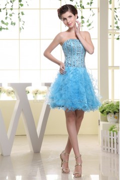 Strapless Beading A-Line Short/Mini Sleeveless Prom/Formal Evening Dresses 02021244