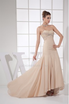 Brush Sweep Train Strapless Beading Lace and Chiffon Prom/Formal Evening Dresses 02020125