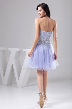 A-Line Knee-Length Beading Sweetheart Fine Netting Prom/Formal Evening Dresses 02021279