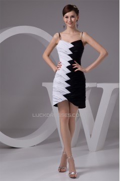 Chiffon Spaghetti Straps Black White Prom/Formal Evening Dresses 02021315