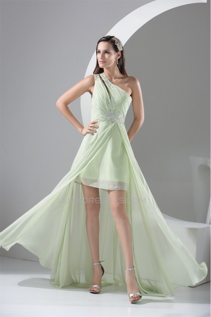 Chiffon One-Shoulder A-Line Beading Sleeveless Prom/Formal Evening Dresses 02020135