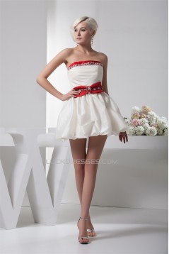 A-Line Satin Taffeta Sleeveless Short/Mini Cocktail Homecoming Evening Dresses 02021350