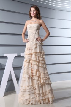 Chiffon A-Line Ruffles Strapless Long Prom/Formal Evening Dresses 02020137