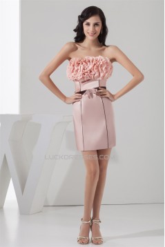 Short/Mini Sleeveless Bow s Chiffon Silk like Satin Prom/Formal Evening Dresses 02021392