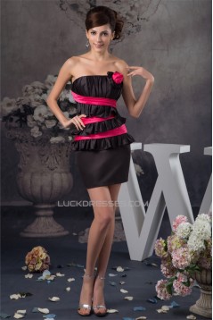 Short/Mini Strapless Sleeveless Handmade Flowers Prom/Formal Evening Dresses 02021396