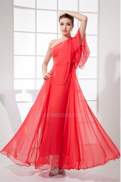 Chiffon Ankle-Length One-Shoulder Ruched Prom/Formal Evening Dresses 02020141