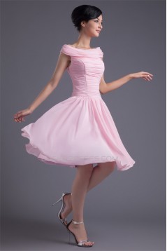 A-Line Chiffon Silk like Satin Ruffles Knee-Length Prom/Formal Evening Dresses 02021436