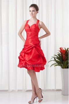 A-Line Ruched Taffeta Sleeveless Knee-Length Prom/Formal Evening Dresses 02021440