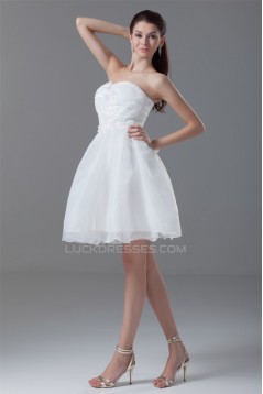 A-Line Strapless Organza Handmade Flowers Prom/Formal Evening Dresses 02021444