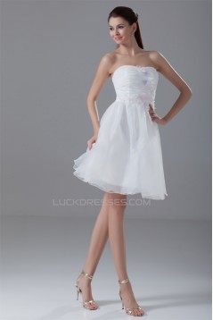 A-Line Strapless Organza Handmade Flowers Prom/Formal Evening Dresses 02021444