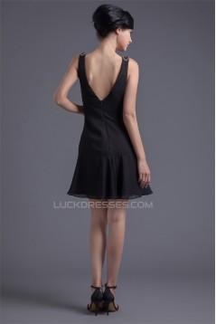 Bateau Beading Short/Mini Sleeveless Chiffon Little Black Dresses 02021450