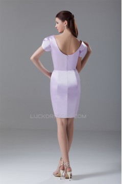 Beading Short V-Neck Sheath/Column Satin Prom/Formal Evening Dresses 02021455