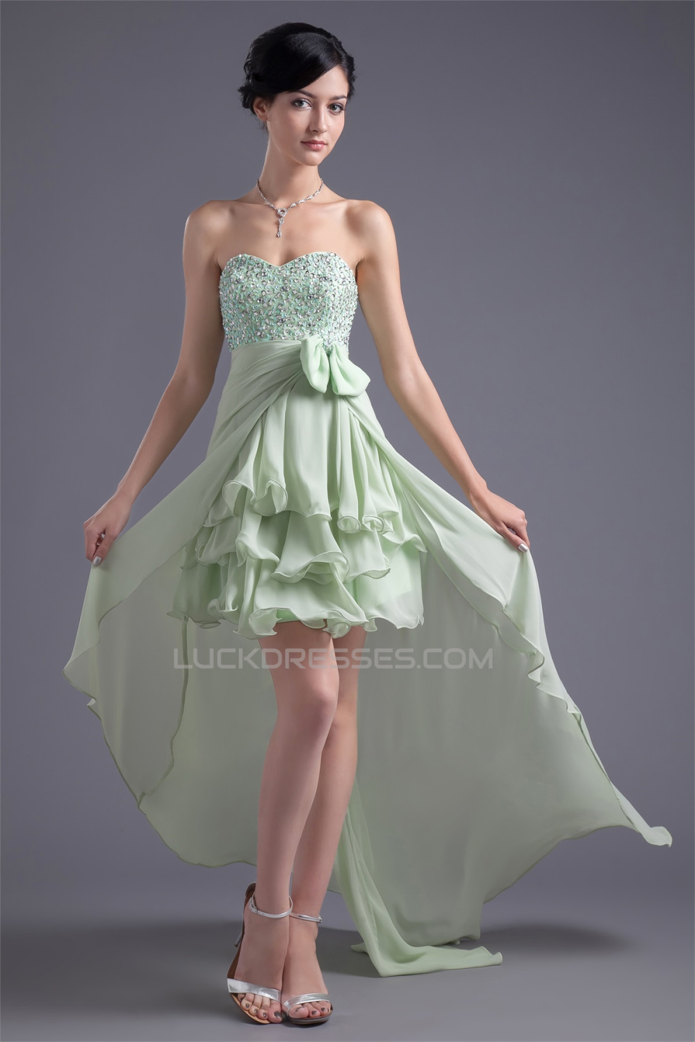 Chiffon Silk like Satin Beading A-Line Sweetheart Prom/Formal Evening ...