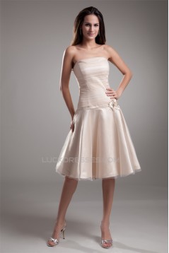 Handmade Flowers Strapless Knee-Length Prom/Formal Evening Bridesmaid Dresses 02021471