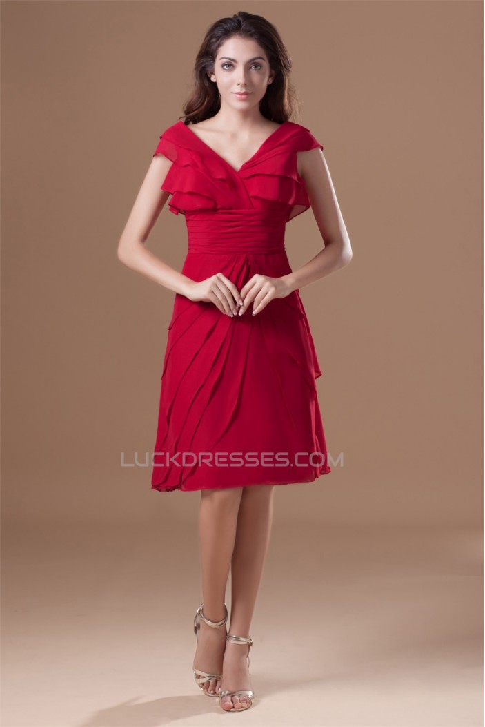 Knee-Length Chiffon Silk like Satin Pleats Prom/Formal Evening Bridesmaid Dresses 02021472
