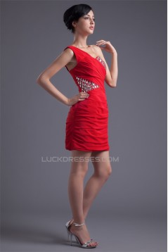 One-Shoulder Beading Short/Mini Sleeveless Prom/Formal Evening Dresses 02021475