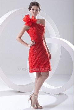 One-Shoulder Sheath/Column Sleeveless Organza Silk like Satin Prom/Formal Evening Dresses 02021478