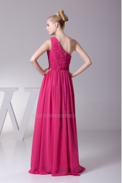 A-Line One-Shoulder Beading Long Prom Evening Formal Bridesmaid Dresses 02020151