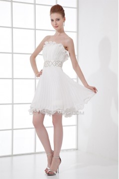 Short/Mini Sleeveless Pleats Chiffon Silk like Satin Prom/Formal Evening Dresses 02021512