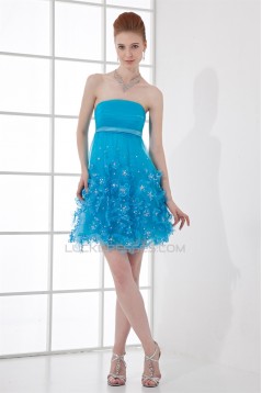 Sleeveless Beading Strapless Silk like Satin Fine Netting Prom/Formal Evening Dresses 02021521