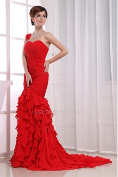 Elegant One-Shoulder Long Red Criss Cross Prom/Formal Evening Dresses 02020160