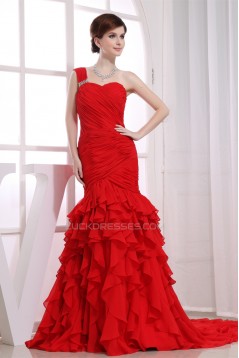 Elegant One-Shoulder Long Red Criss Cross Prom/Formal Evening Dresses 02020160