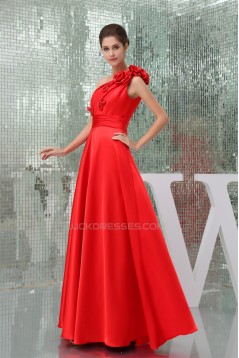 A-Line Floor-Length Beading One-Shoulder Long Red Prom/Formal Evening Bridesmaid Dresses 02020171