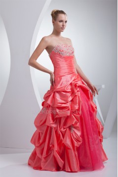 Ball Gown Floor-Length Ruffles Taffeta Organza Prom/Formal Evening Dresses 02020177