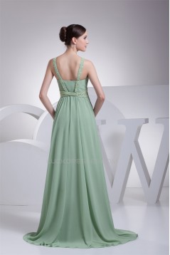 A-Line Floor-Length Chiffon Beaded Long Prom Evening Formal Bridesmaid Dresses 02020186