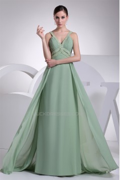 A-Line Floor-Length Chiffon Beaded Long Prom Evening Formal Bridesmaid Dresses 02020186