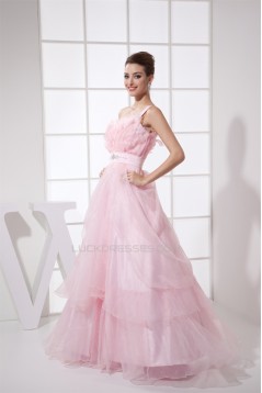 Floor-Length Sleeveless Ruffles Long Pink Prom/Formal Evening Dresses 02020196