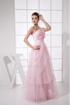 Floor-Length Sleeveless Ruffles Long Pink Prom/Formal Evening Dresses 02020196