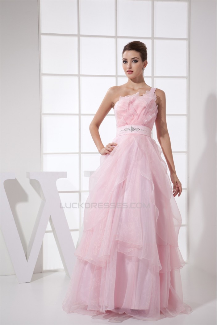 Floor-Length Sleeveless Ruffles Long Pink Prom/Formal Evening Dresses 02020196