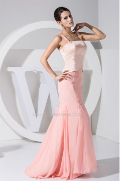 Illusion Sleeves Brush Sweep Train Mermaid/Trumpet Long Pink Prom/Formal Evening Dresses 02020212