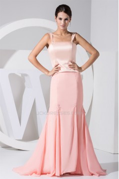 Illusion Sleeves Brush Sweep Train Mermaid/Trumpet Long Pink Prom/Formal Evening Dresses 02020212