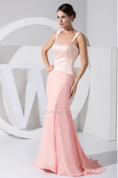 Illusion Sleeves Brush Sweep Train Mermaid/Trumpet Long Pink Prom/Formal Evening Dresses 02020212