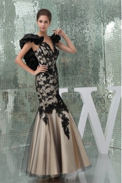 Lace Sleeveless Satin Lace Fine Netting One String Netting Prom/Formal Evening Dresses 02020214