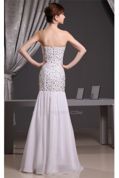 Mermaid/Trumpet Beading Chiffon Long White Prom/Formal Evening Dresses 02020217